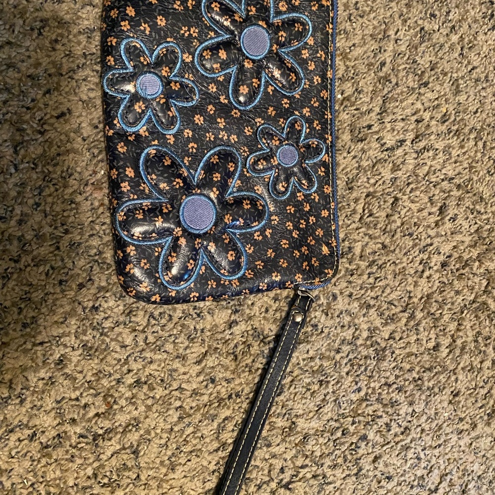 Floral Black Wristlet